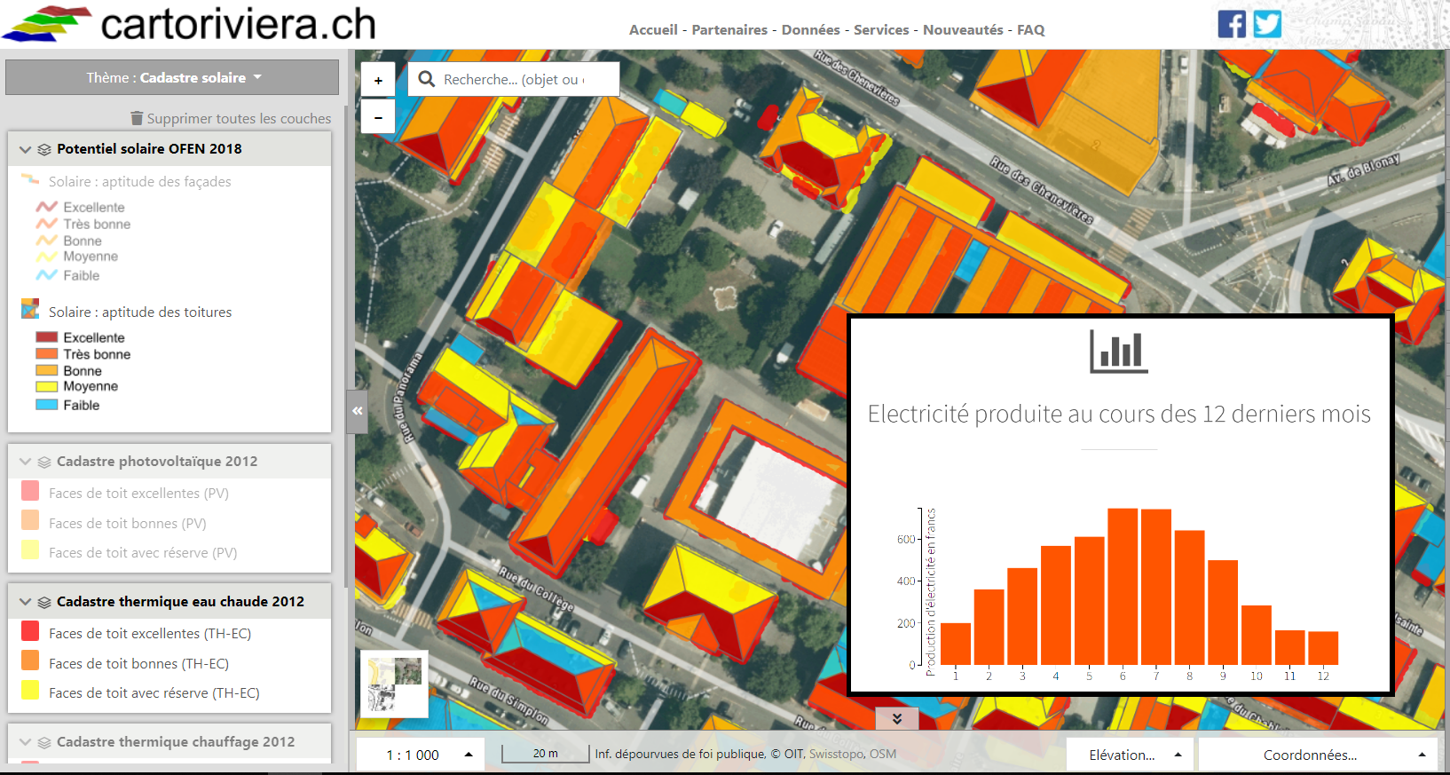 Cartoriviera permet désormais d'évaluer le potentiel solaire de sa maison